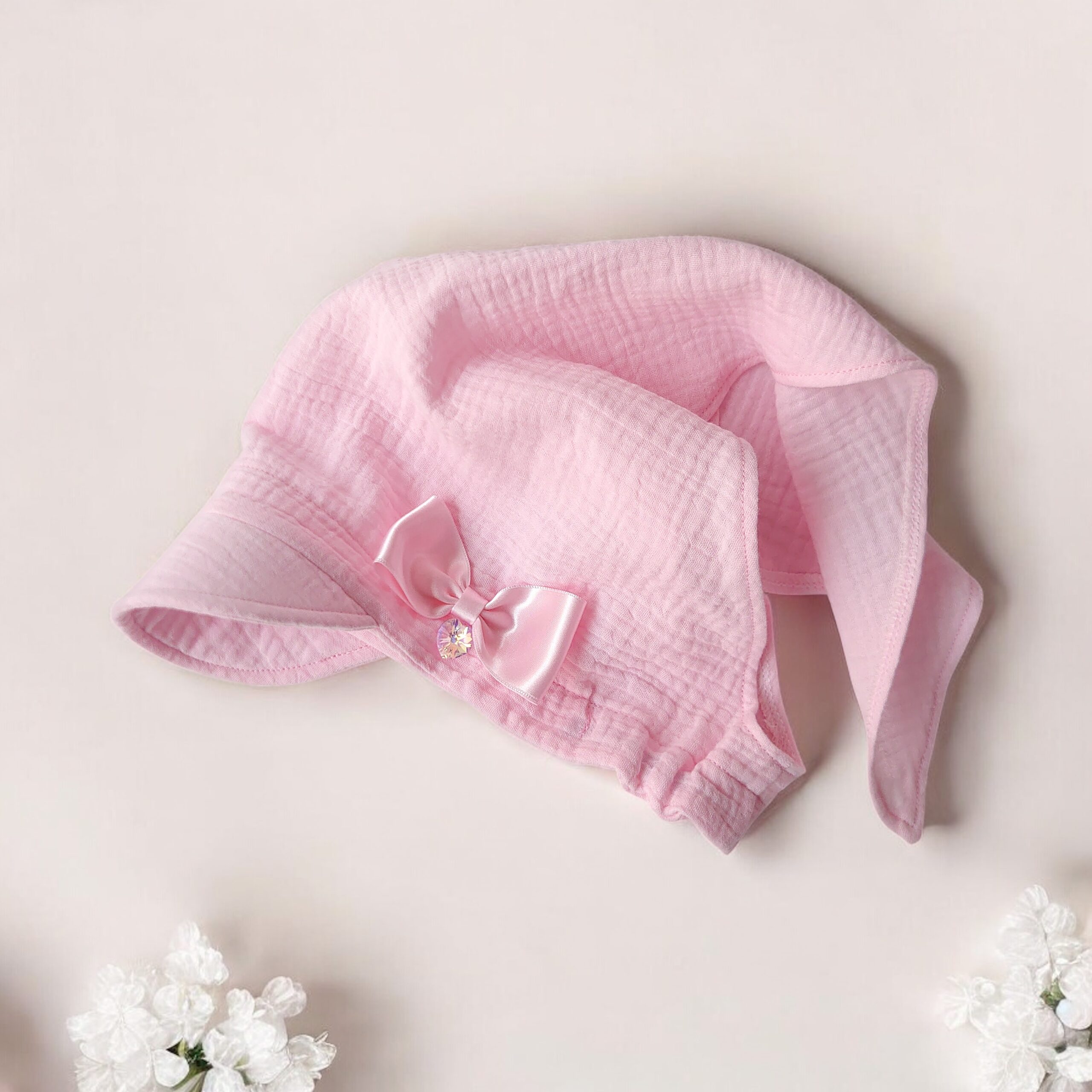 Unisex laste pearätik, pearätt suveks randa, musliinkangast heleroosa, valge, beež pearätt õhuke, suverätik pähe, suverätt beebile